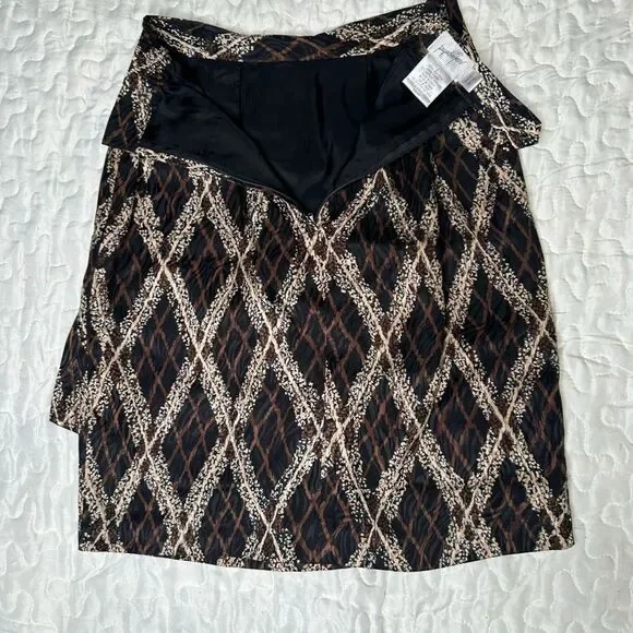 Vintage 90s Jacqueline Ferrar 100% Silk Skirt Abstract Print Petite Size 2 Lined - Picture 9 of 14